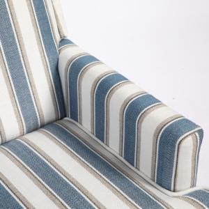 <span class=keywords><strong>Fauteuil</strong></span> d'appoint rembourré, <span class=keywords><strong>fauteuil</strong></span> vintage avec tissu en lin rayé bleu et blanc et garniture à clous pour salon - Product Image 6