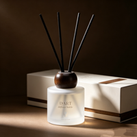 Bouteille diffuseur de parfum en verre rond 50ml 100ml, flacon cylindrique transparent à large ouverture avec bouchon boule en bois
