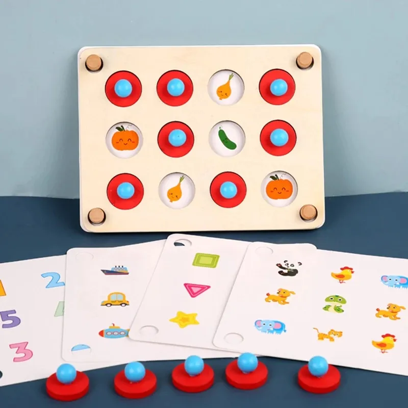 Montessori Toys gioco di interazione per genitore-figlio Memory Match scacchi gioco di feste popolare Puzzle educativo in legno giocattolo per bambini