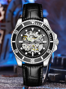 PINTIME, nuevo diseño, reloj verde para zurdo con correa de cuero, reloj de diseñador de lujo Destro, reloj mecánico automático para hombres - Product Image 4