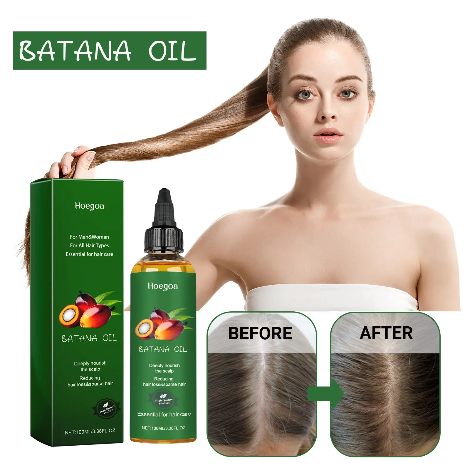 Hoegoa Africa 100% Pure Batana Oil From Honduras Reverse Hair Loss Improve Skin And Hair Radiance Encourage Hair Growth