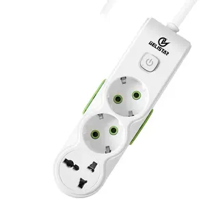 EU Power Strip wall household extension socket 2 Outlets 1 Universal Switch