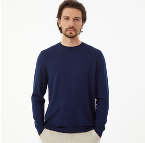 <span class=keywords><strong>2025</strong></span> Thiết Kế Mới Màu Sắc Rắn 14gg Người Đàn Ông Của 100% Merino Len Dệt Kim Biểu Tượng Tùy Chỉnh Dệt Kim Crew Cổ Kinh Doanh Áo Len Cho Mùa Thu - Product Image 3