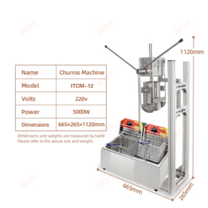 Extrusión manual de acero inoxidable de 3L, máquina de churros exprimible, relleno de churro con freidora eléctrica de 12L con boquillas de 5 piezas - Product Image 4