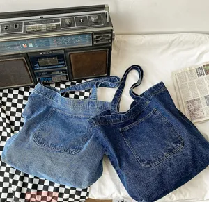 Haute qualité femmes Denim sacs à main Messenger toile sac fille à la mode Cowboy Art Shopping épaule Blues fourre-tout sacs