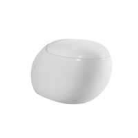 AIDI HotSelling Salle de bain moderne sans rebord en céramique blanche en forme d'oeuf Bol rond Toilette suspendue au mur