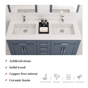 Luxury Waterproof Solid Wood Closeout <strong>Bathroom</strong> With Mirror Double 2 Basin <strong>Sink</strong> Cabinet for Bath Vanity <strong>Unit</strong> - Product Image 4