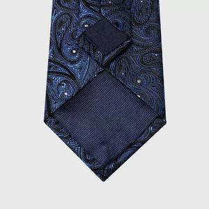Cravates pour hommes <span class=keywords><strong>bleu</strong></span> marine, cravate paisley 100% soie, corbatas de seda - Product Image 6