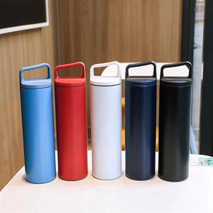 Botella de Agua Portátil de Acero Inoxidable con Asa para Ciclismo, Deportes al Aire Libre, Viajes, Taza Recta de Boca Ancha de Metal - Product Image 1