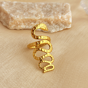 Anéis de Aço Inoxidável com Revestimento de Ouro 18K, Não Desbotam, Anel Ajustável de Cobra de Alta Qualidade, Presente de Joias Unissex para Festas - Product Image 6