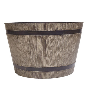 High Pot Wooden Flower Pots Plastic Planting Pot Beral Shape Whiskey Barrel Planter