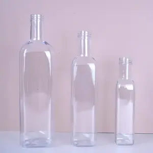 250ml 500ml 750ml 1000ml şeffaf PET boş şişeler kapaklı zeytinyağı plastik şişe