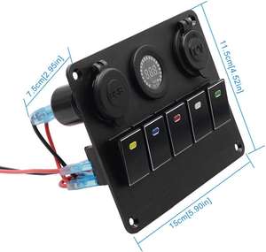 5PIN 3 Panneau D'interrupteur À Bascule À + 12V Prise <span class=keywords><strong>de</strong></span> Cigarette + Double Chargeur USB avec lumière LED Rouge Indicateur pour Bateau/<span class=keywords><strong>Voiture</strong></span> - Product Image 6