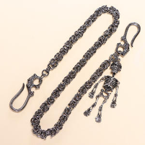 Cadena de cintura de esqueleto de metal punk, plata tibetana, de una sola capa, para hombre, cadena corporal de moda para Halloween - Product Image 3