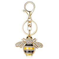 Strass abeille scintillant métal porte-clés bourdon étincelant porte-clés cristal Animal porte-clés décor pour sac sac à main portefeuille
