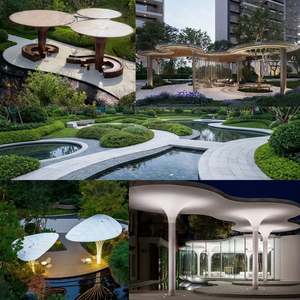 Pérgola Moderna de Acero Inoxidable de Forma Irregular Personalizada, Toldo Comercial para Exteriores, Decoración Artística - Product Image 3