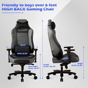 Massage DDP Simulateur de dos inclinable Siège de course <span class=keywords><strong>au</strong></span> <span class=keywords><strong>sol</strong></span> Chaise de jeu Elite avec oreiller de taille de massage Chaise de joueur grande et haute - Product Image 6