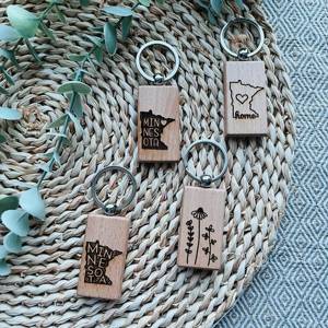 Llaveros de madera personalizados <span class=keywords><strong>Minnesota</strong></span> grabados con láser - Product Image 1