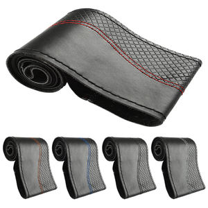 Haute qualité bricolage mince antidérapant respirant housse de protection cousu <span class=keywords><strong>à</strong></span> la main en <span class=keywords><strong>cuir</strong></span> véritable couverture de <span class=keywords><strong>volant</strong></span> de voiture - Product Image 1