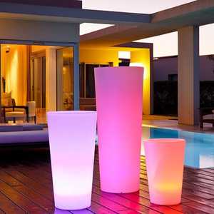 Pots <span class=keywords><strong>de</strong></span> fleurs en plastique <span class=keywords><strong>de</strong></span> grande taille éclairés par LED à énergie solaire, jardinières pour patio, décorations pour restaurants, hôtels, aménagement paysager, plantation - Product Image 5