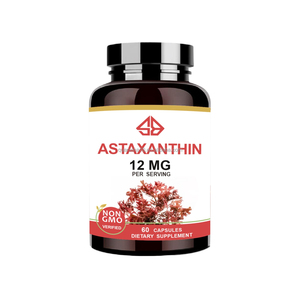 Capsules d'astaxanthine naturelle OEM, améliorent l'immunité, complément nutritionnel, dose de 12 mg, 60 capsules/flacon - Product Image 1