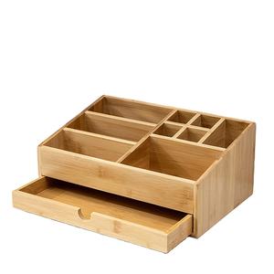 Combohome Multi-function Desktop Bathroom Wood Bamboo Cosmetic Jewelry Makeup Storage Box Organizer