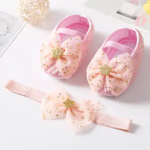 0-12 mesi nuove scarpe da bambino in morbido cotone stelle fascia scarpe regalo per bambini per la promozione delle vendite