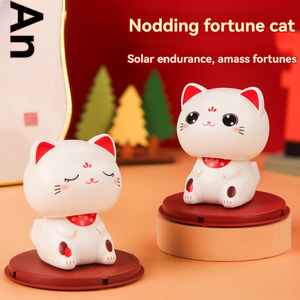 Mignon chat porte-bonheur <span class=keywords><strong>Maneki</strong></span> <span class=keywords><strong>Neko</strong></span> en plastique ABS à énergie <span class=keywords><strong>solaire</strong></span>, tête oscillante, pour la décoration de voiture, de maison, de bureau et comme cadeau - Product Image 2