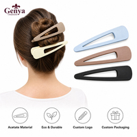 GENYA Pince à cheveux en métal géométrique triangulaire de grande taille 13 cm, pince à cheveux lisse à ressort creux, pince à cheveux en bec de canard, accessoires de coiffure
