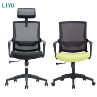 Chaise de bureau ergonomique contemporaine à dossier haut en tissu maillé, avec appui-tête réglable, verrouillage d'inclinaison, réglage pneumatique de la hauteur, pivotante, robuste