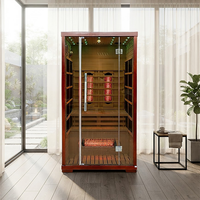 Sauna infrarouge intérieur en bois massif de pruche canadienne pour 2 personnes, sauna commercial avec éclairage étoilé en promotion