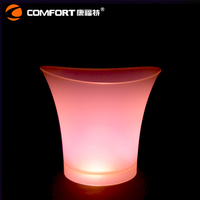 Seau à glace LED en plastique de 5 litres personnalisable, vente en gros d'usine, refroidisseur de bière et de vin étanche à piles