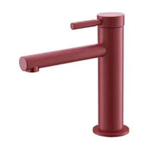 背の高いデザイン赤仕上げ真鍮シングルハンドルタップ温水冷水洗面器蛇口バスルームキッチン蛇口