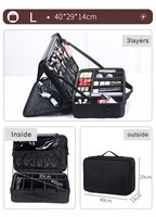 Voyage Maquillage Train Cas Grand Cosmétique Cas Professionnel Portable Maquillage Brosse Titulaire Organisateur et Stockage (Noir Taille L)