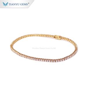 Tianyu personalizado 14K/18k oro amarillo 2mm redondo incoloro Moissanite tenis pulsera - Product Image 1