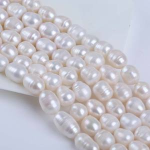 Promotion de perles de culture d'eau douce naturelles blanches filetées, 10-11 mm, en forme de mètre, perles en vrac pour accessoires de collier DIY, Zhuji - Product Image 5