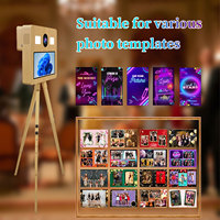 Machine Photobooth DSLR à Écran Tactile 15,6 Pouces avec Lumière d'Appoint, Trépied et Imitation Grain de Bois, Facile à Utiliser