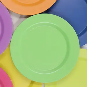 New Design Biodegradable Custom Printed Tableware Bamboo Fiber Plate Colorful Reusable Plate Dinnerware