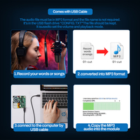 Lecteur MP3 USB rechargeable programmable 8M avec module vocal et mode d'activation par vibration