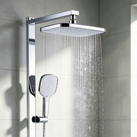 Ensemble de douche chromé en laiton massif avec 4 fonctions, système de douche pluie et douchette à main pour usage domestique et commercial