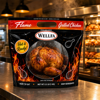 Sachet d'emballage pour poulet rôti de qualité alimentaire, personnalisable avec logo, compatible micro-ondes, avec fenêtre anti-buée et poignée, à fond stable