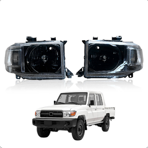 Maictop, gran oferta, accesorios baratos para coche, luz Halo, faros delanteros negros completos para <span class=keywords><strong>Toyota</strong></span> <span class=keywords><strong>Land</strong></span> <span class=keywords><strong>Cruiser</strong></span> <span class=keywords><strong>70</strong></span> Series LC79 LC78 LC76 - Product Image 1