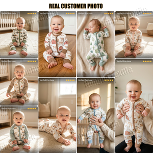 Hongbo bébé vêtements pyjamas 0-12M vente en gros unisexe couleur unie doux confortable personnalisé bambou Spandex fermeture éclair YKK côtelé bébé barboteuses - Product Image 2