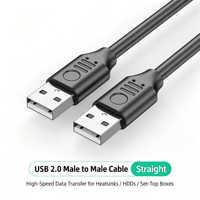 Câble de données USB 2.0 A mâle-mâle en gros, droit et coudé, pour boîtier de disque dur, refroidisseur d'ordinateur portable, décodeur