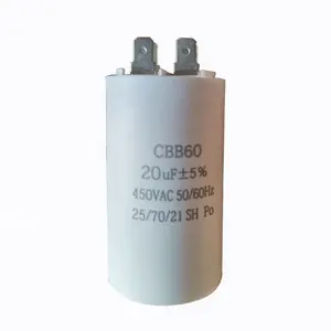 Condensatore di funzionamento del motore a corrente alternata per condensatore elettrolitico serie Cbb60 in plastica da 50 ~ 60 Hz