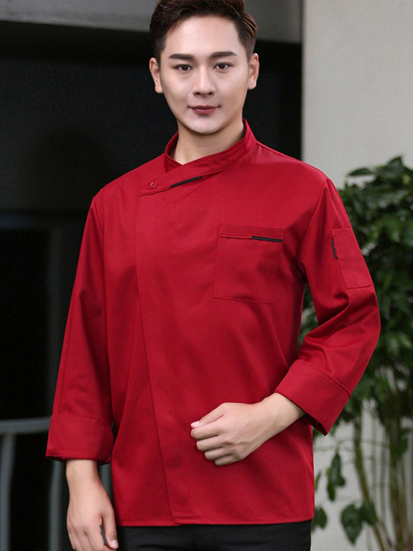 Wine Red Long Sleeve Chef Coat