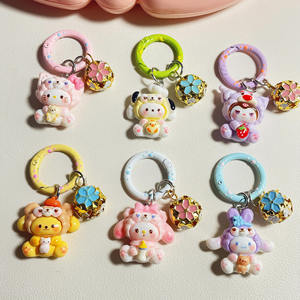 Llaveros de Animales de Dibujos Animados Lindos con Dijes de Flores, Colgantes de Plástico, Decoraciones de Regalo para Mochilas y Bolsos - Product Image 6