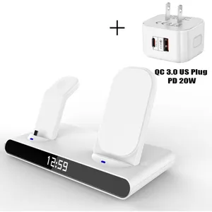 All in one WC-065 New Arrival Alarm Clock Universal Wireless Charger Stand for Mobile Phone Wireless Charger