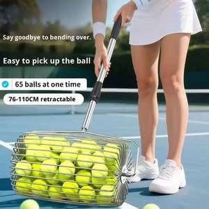 Recogedor de Pelotas de Tenis y Pickleball Portátil y Ligero de Acero Inoxidable con Rodillo Ajustable, Equipo para Recoger Pelotas - Product Image 3