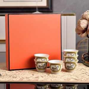 Exquisito Juego de Tazas de Té de Porcelana China con Flores y Platos - Diseño Turco de Seis Piezas, Ecológico, Regalo de Inauguración de Casa - Product Image 1